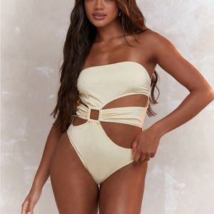 Missguided Cream One Piece Swimsuit